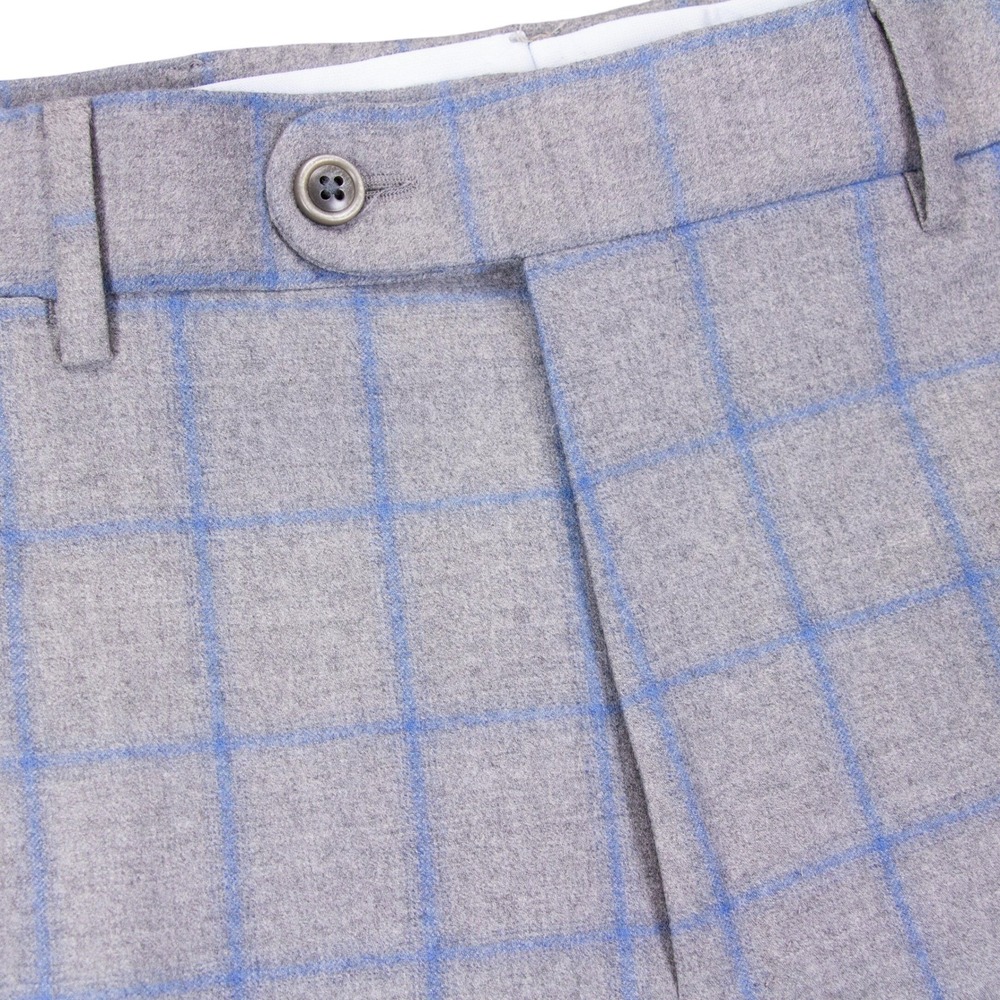 6 East REDA Mens 36x28 Grey Blue Windowpane Wool Dress‎ Pants Trousers Canada